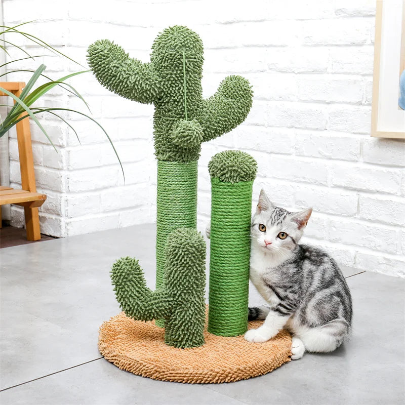 Cute Cactus Pet Cat Tree Toy with Ball Scratching Post