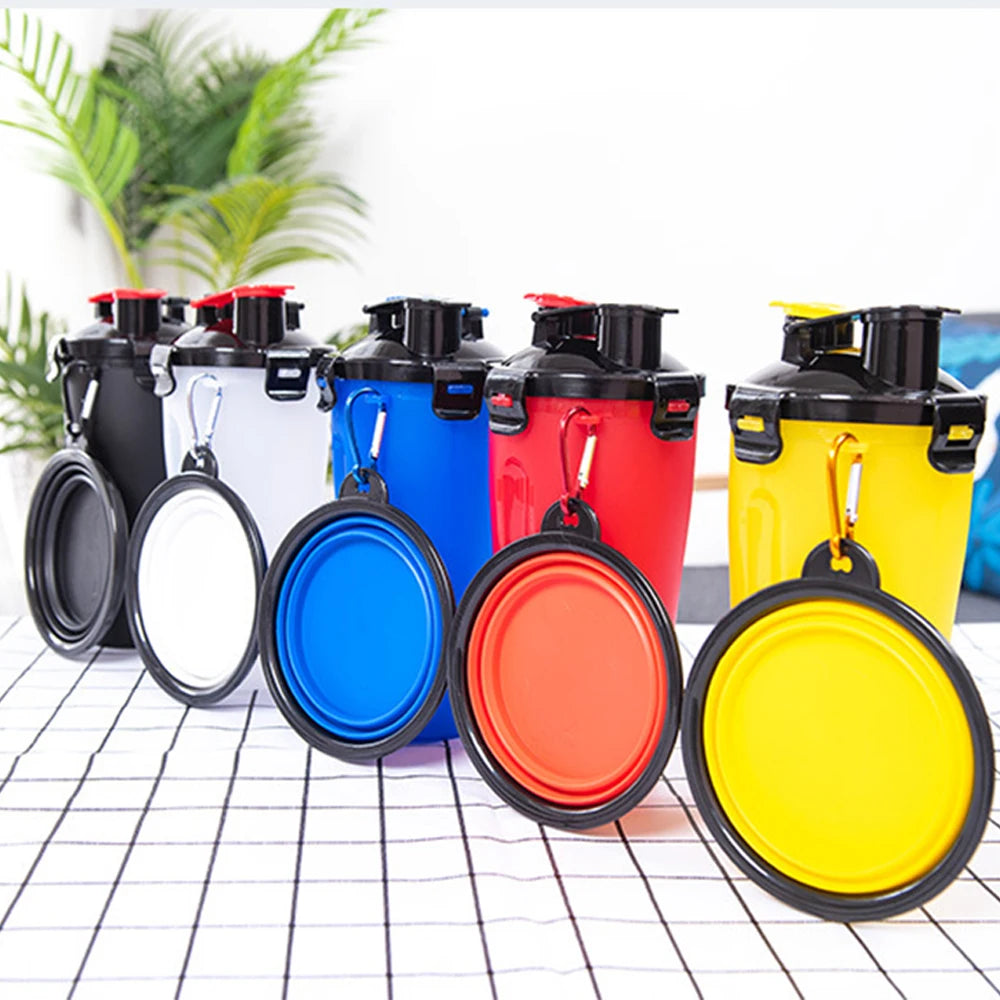 Portable Folding Food Bowl Drinking Bottle Set with Hook