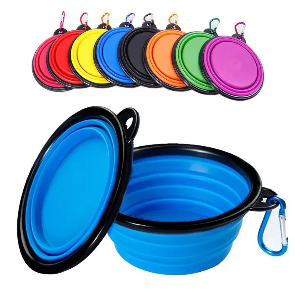 Collapsible Pet Silicone Dog Food Water Bowl \