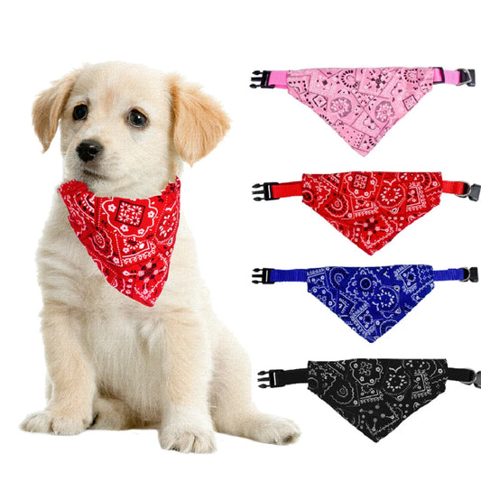 Puppy Cat Dog Collar Bandana Collar Scarf with Leather Collar