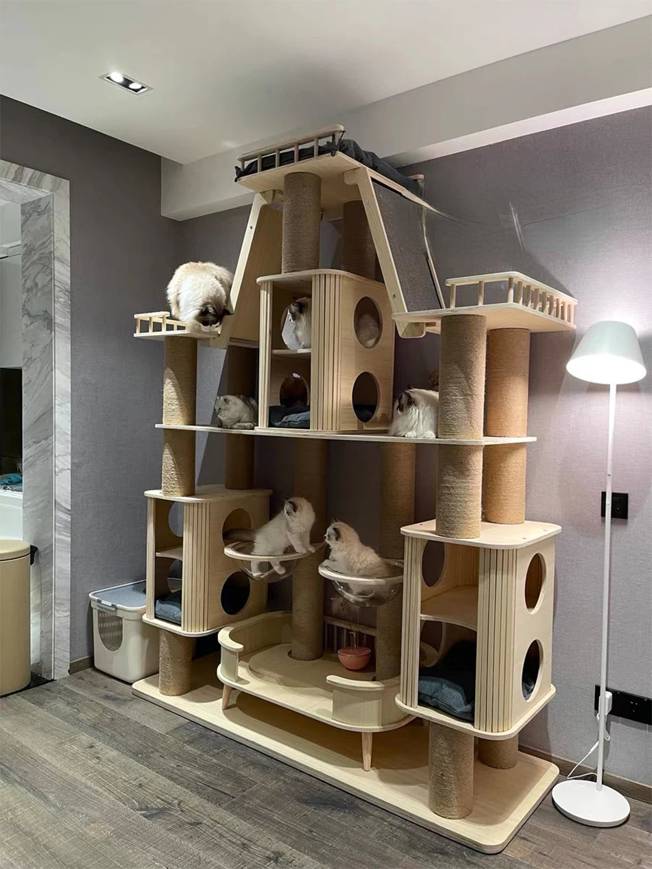 Solid Wood Cat Castle