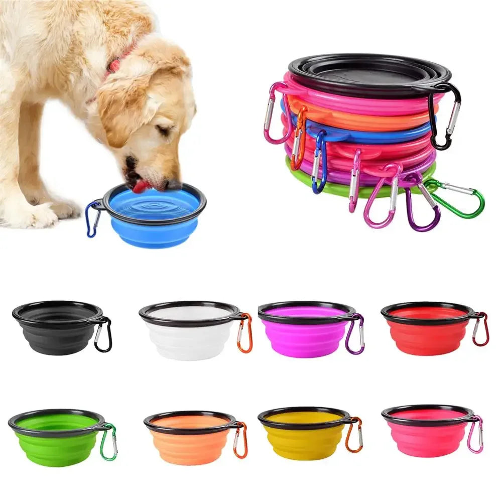 Collapsible Pet Silicone Dog Food Water Bowl \