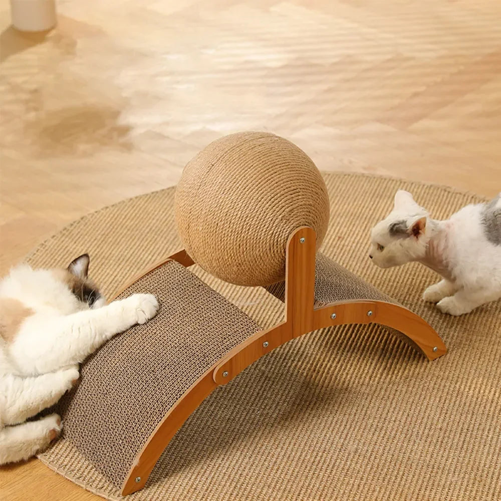 2 In 1 Cat Scratching Ball Wooden Cat Scratcher