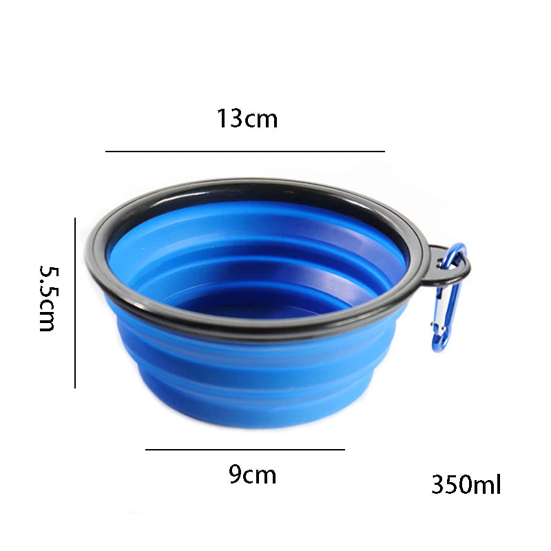 350/1000ml Large Collapsible Pet Folding Silicone Bowl