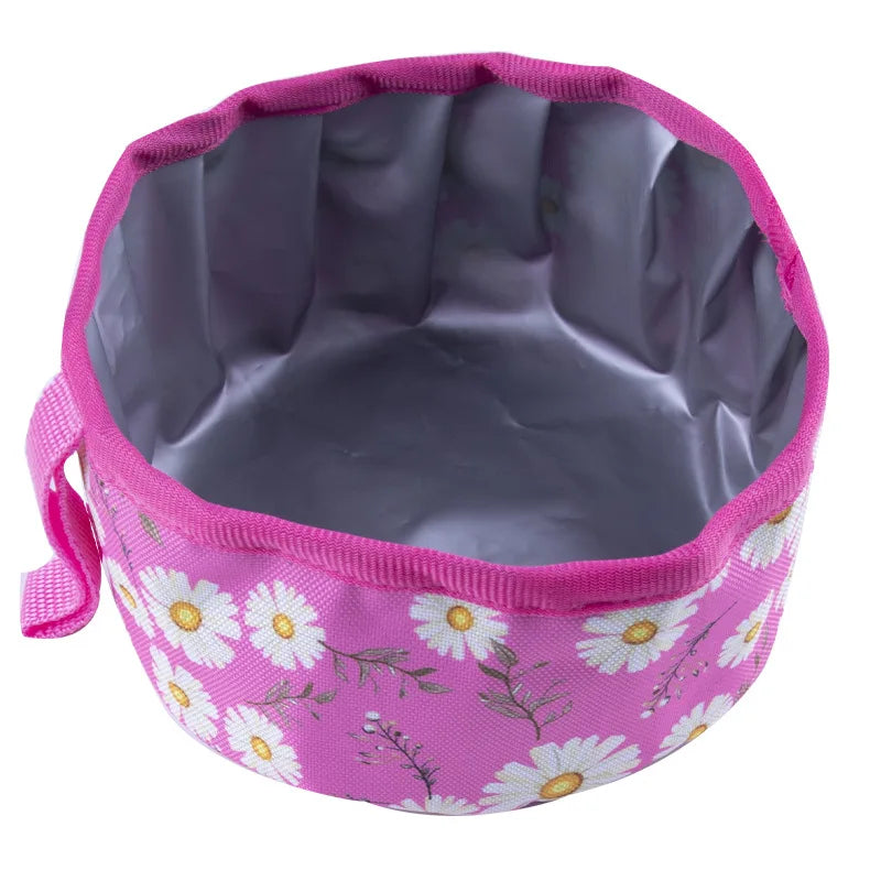 Dog Drink Food Bowl Travel Bowl Oxford Cloth Outdoor Folding Bowl For Dogs and Cats Easy To Carry Pet Travel Supplies