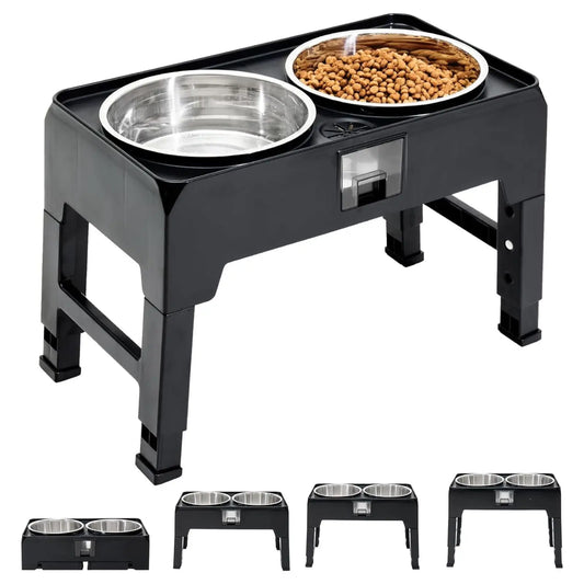 Elevated Pet Feeder Stand With Stainless Steel Double Bowls,