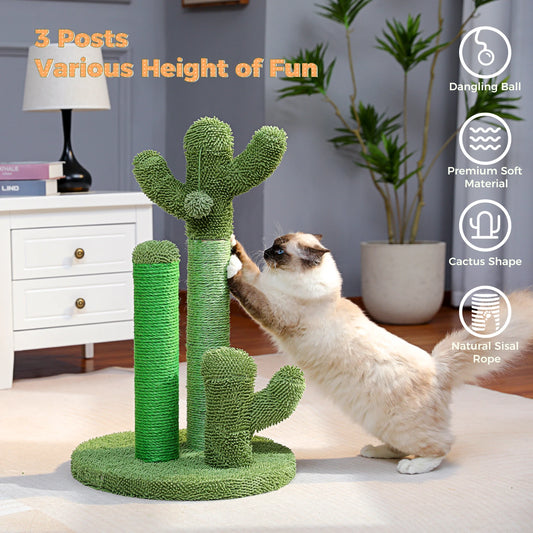 Cute Cactus Pet Cat Tree Toy with Ball Scratching Post