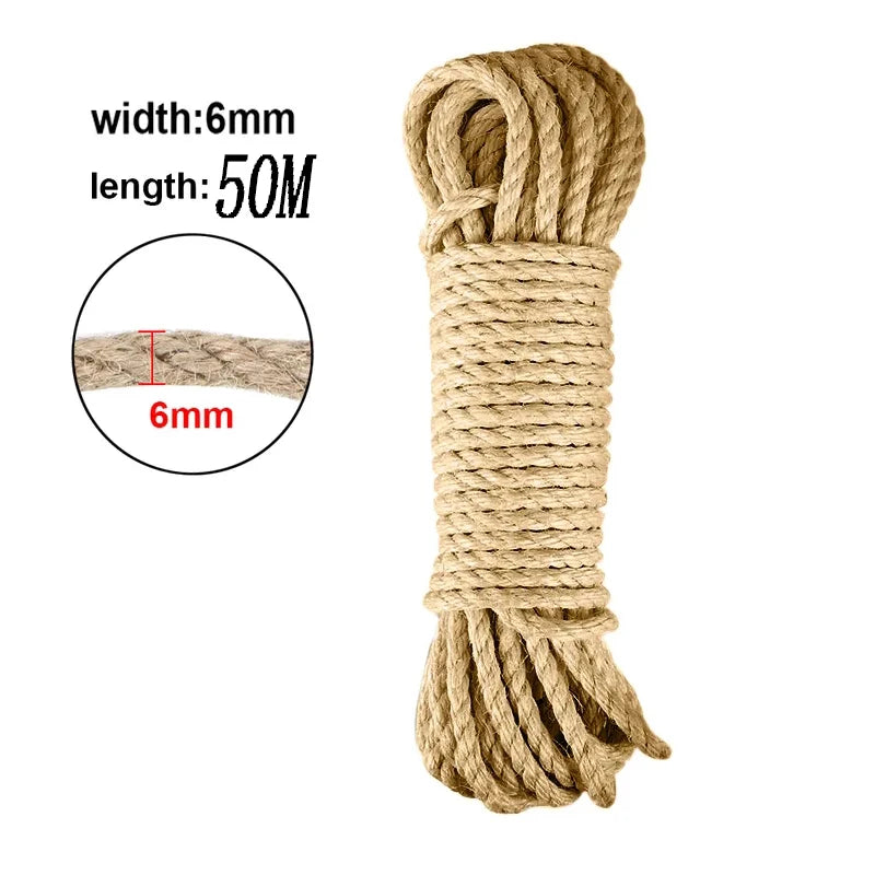 Cat Scratcher Rope DIY Natural Sisal Rope Toy Cats Paw Claw Furniture Protector Cat Tree Tower Climbing Frame Binding Rope