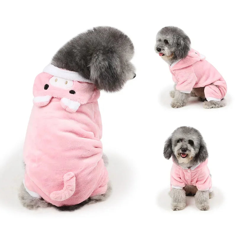 Fleece Soft Warm Pet Dog Jumpsuits Clothing for Dogs Pajamas  Pet Hoodies Chihuahua Teddy Costume Ropa Perro