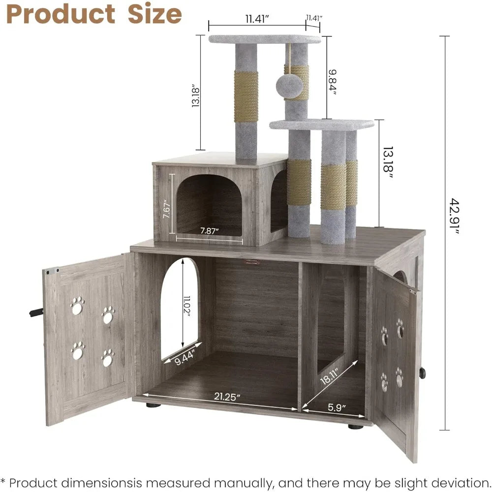 Cat Tree with  Litter Box Enclosure