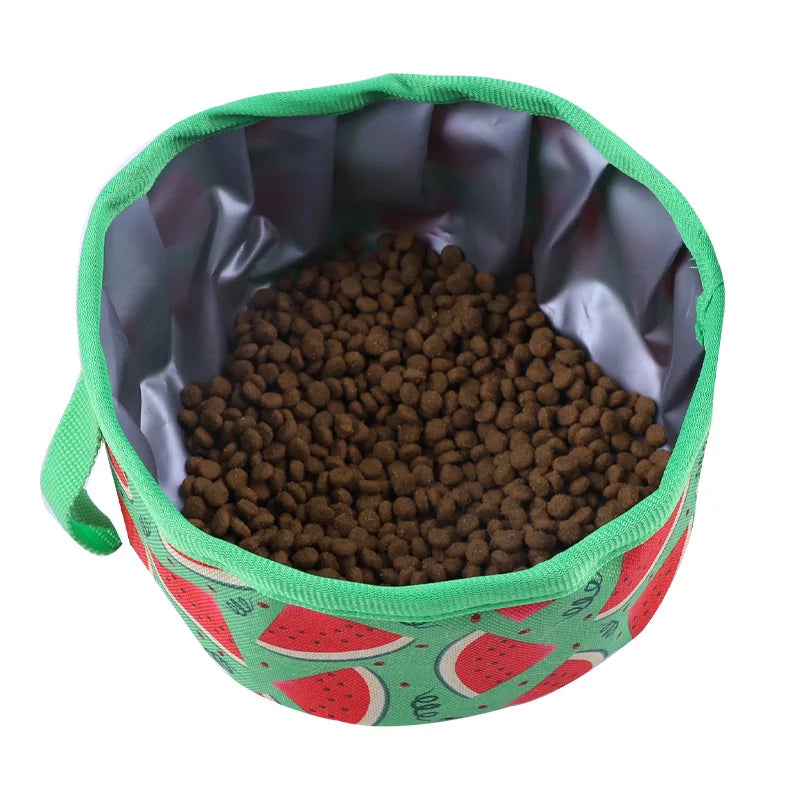 Dog Drink Food Bowl Travel Bowl Oxford Cloth Outdoor Folding Bowl For Dogs and Cats Easy To Carry Pet Travel Supplies