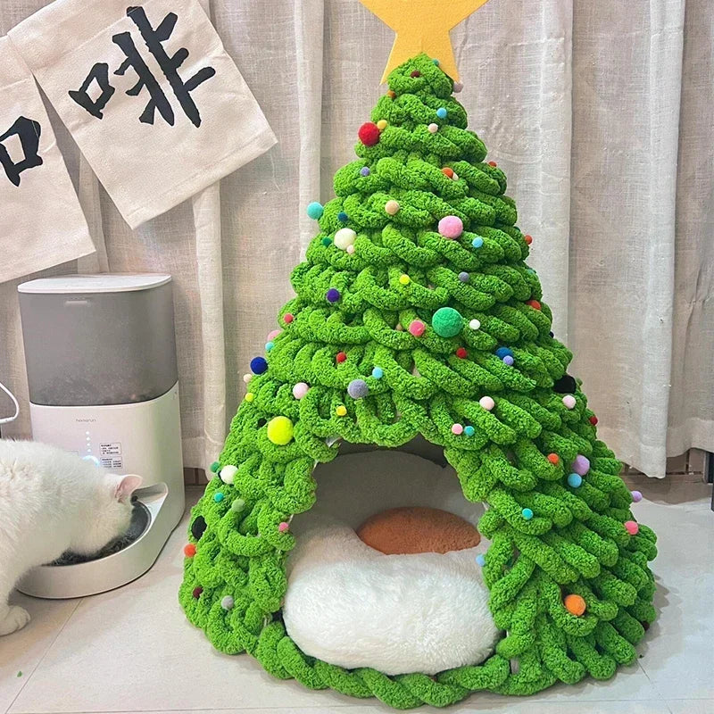 DIY Christmas Tree Cat Nest