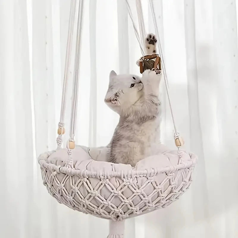 Pet Cat Hammock Swing Bed Bohemian Handwoven Tapestry Cotton Macrame