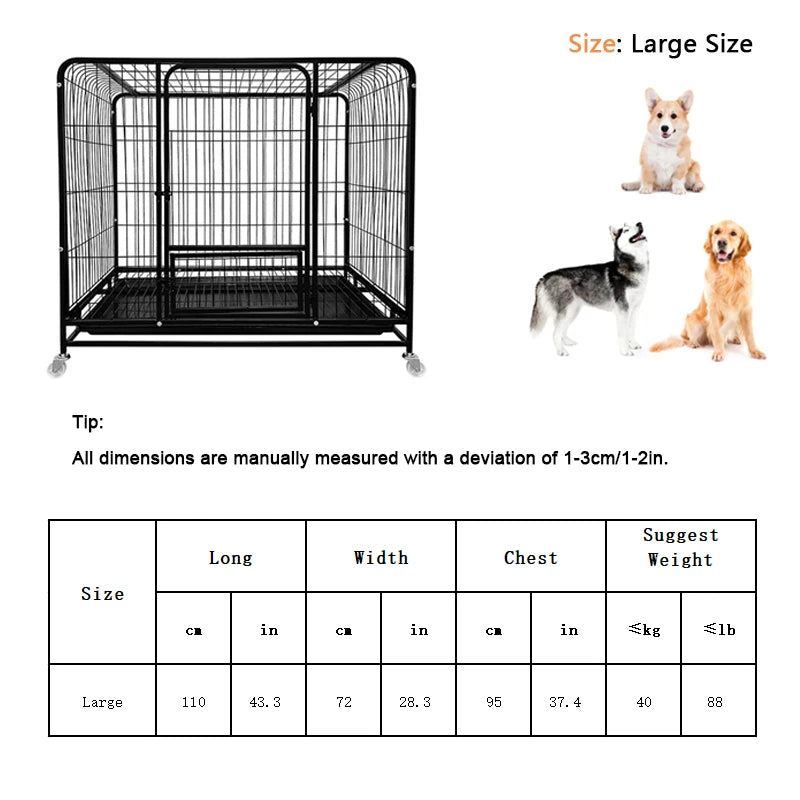 BOOTEELY Dog Kennels Heavy Duty Indestructible and Escape-Proof Dog Crate Cage Kennel for Large Dogs