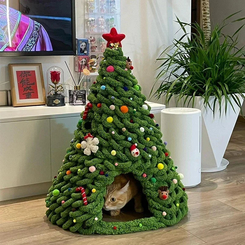 DIY Christmas Tree Cat Nest