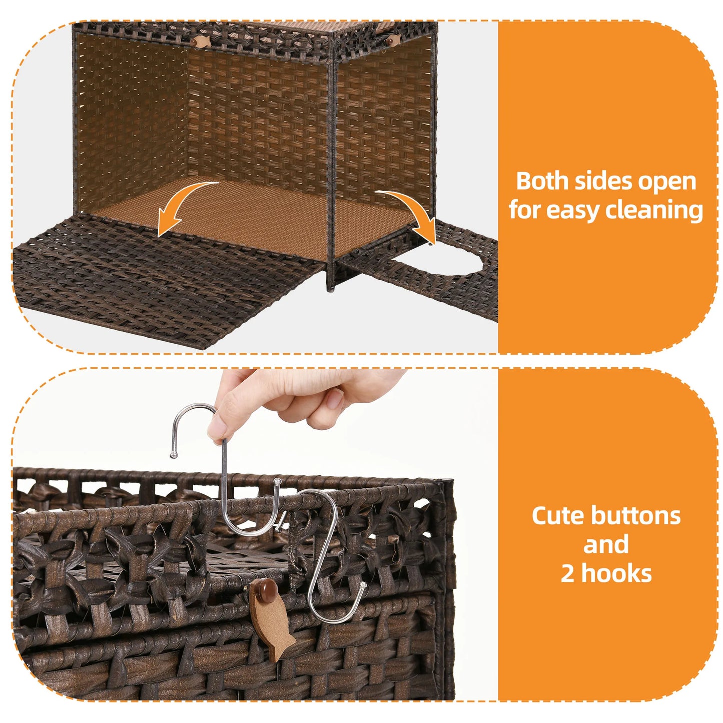 Hidden Cat Litter Box Enclosure with Litter Mat