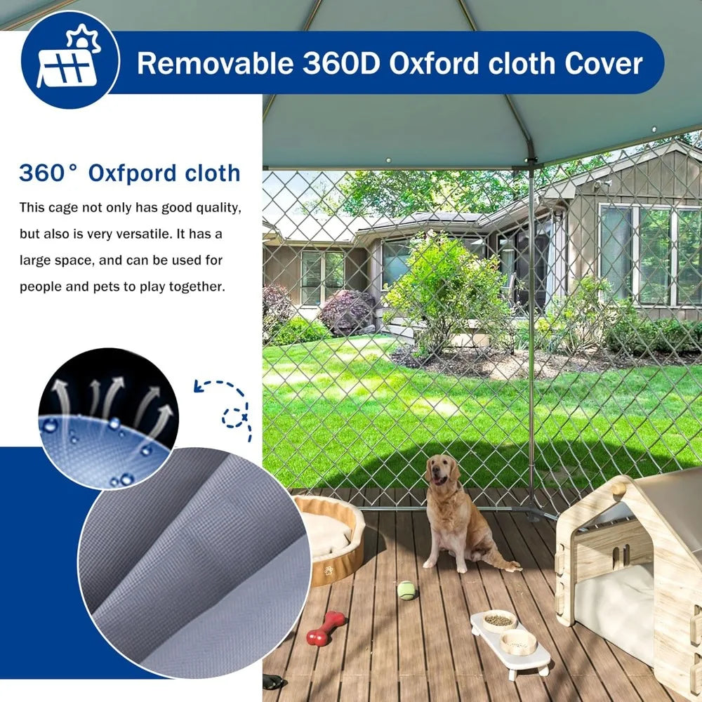 Outdoor Dog Kennel Roof,Large Dog Kennel Outside Gate,Heavy Duty Chain Link Dog Kennel Secure Lock Backyard.(13.3x13.3x8.8 FT)