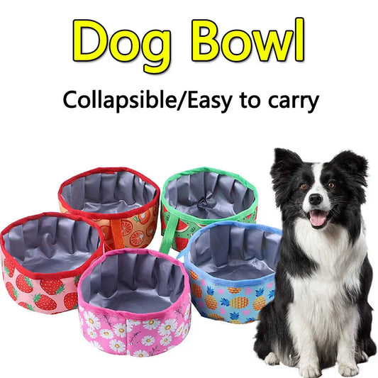 Dog Drink Food Bowl Travel Bowl Oxford Cloth Outdoor Folding Bowl For Dogs and Cats Easy To Carry Pet Travel Supplies