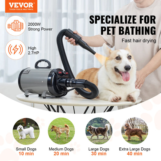 VEVOR 2000W/2.7HP Dog Blow Dryer