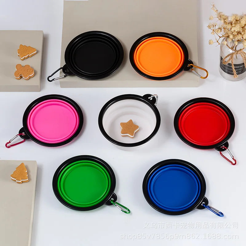 350/1000ml Large Collapsible Pet Folding Silicone Bowl