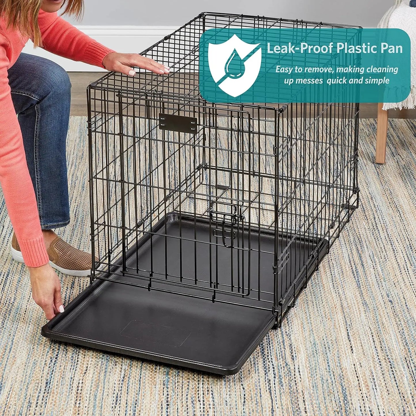 US Double Door iCrate Dog Crate with Leak-Proof Pan