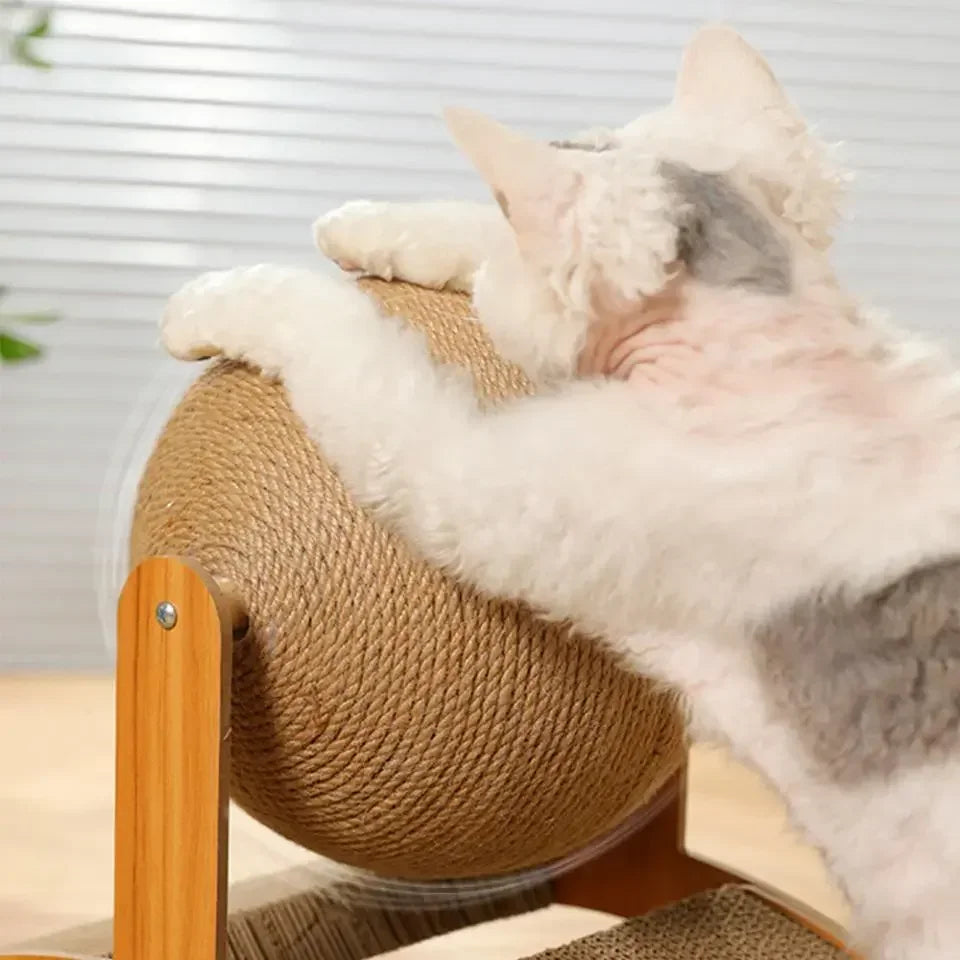 2 In 1 Cat Scratching Ball Wooden Cat Scratcher