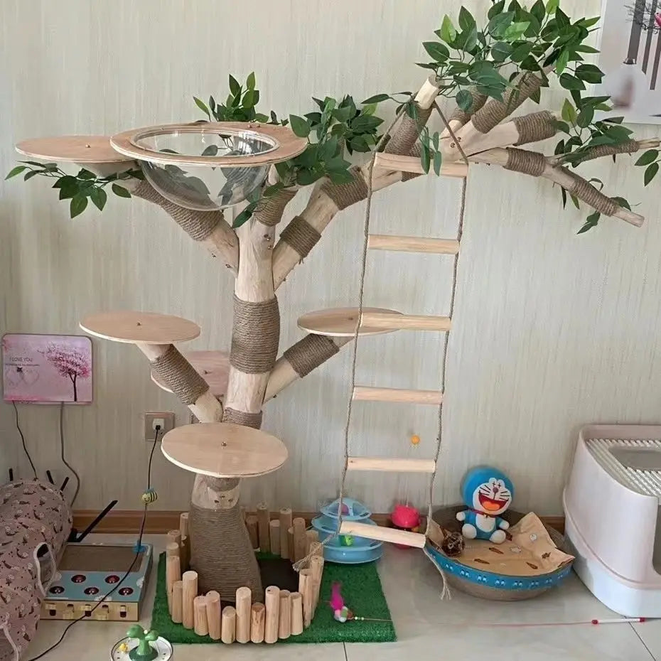 Indoor Simulation Tree for Cat, Large Family Climbing Frame, Pet Training Supplies, Tower Scrapers for Cats, Pet Accessories