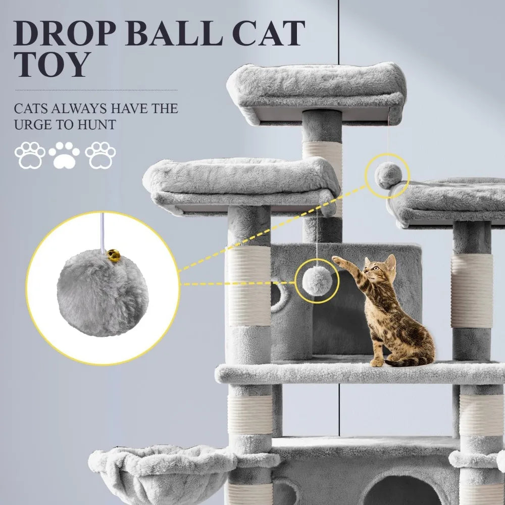 68-Inch Multi-Level Cat Tree House with Condo