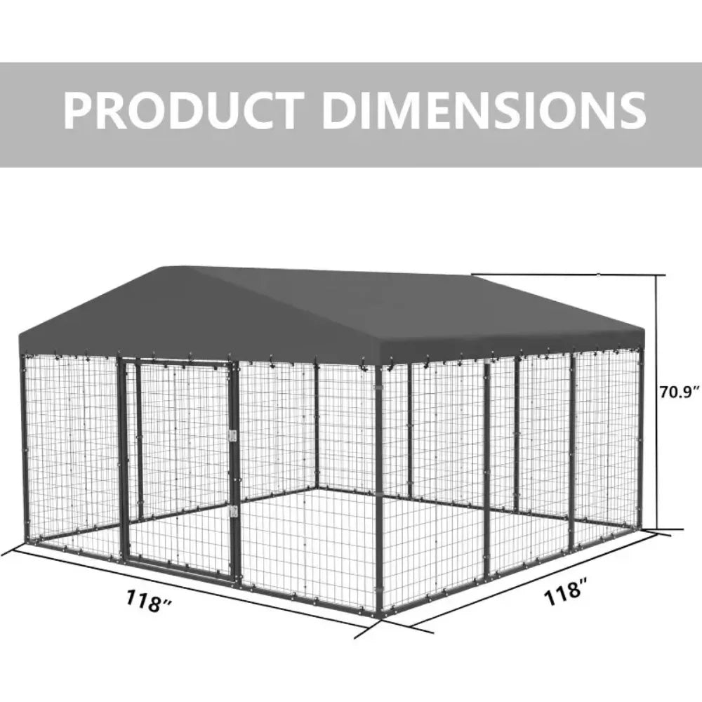 Large Dog Kennel Outdoor with Waterproof Roof Cover