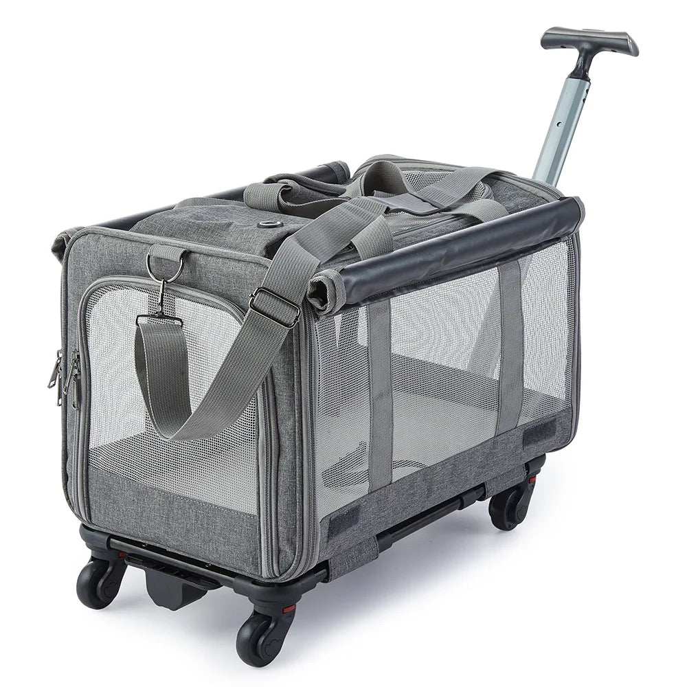 Extra Large Portable Pet Trolley Case Cat Travel Carrier Bag Detachable Dog Trolley Case Multi-Function Outdoo Foldable Pet Bag