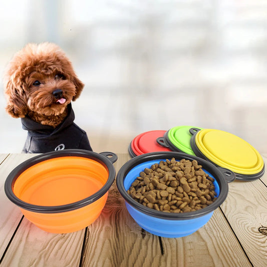 350/1000ml Large Collapsible Pet Folding Silicone Bowl