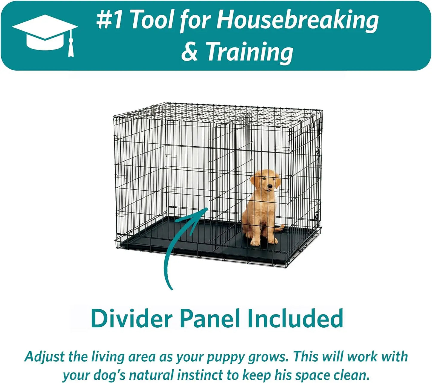 US Double Door iCrate Dog Crate with Leak-Proof Pan