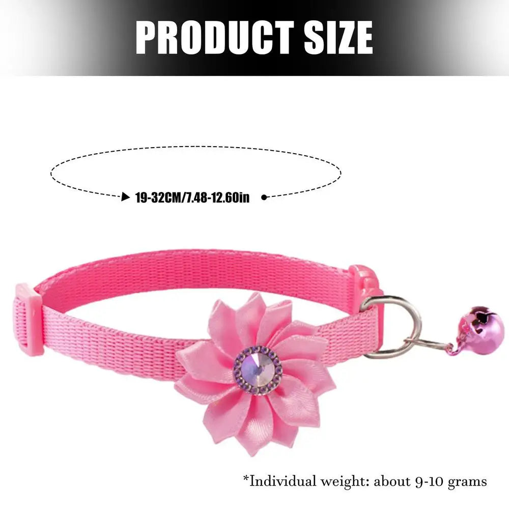 Cat Flower Collar With Bell Adjustable Cat Necklace Pet Collar Traction Safety Buckle Necklace All Size Dog Supplies