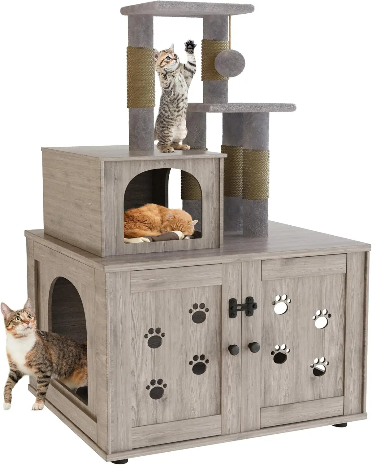 Cat Tree with  Litter Box Enclosure