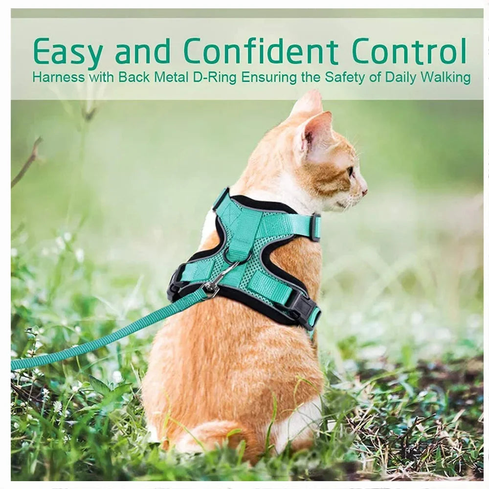 Cat Harness and Leash for Walking, Escape Proof Reflective Strips