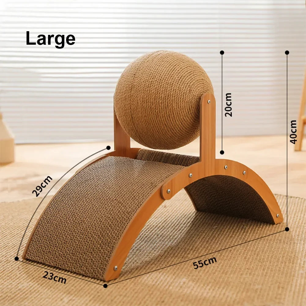 2 In 1 Cat Scratching Ball Wooden Cat Scratcher