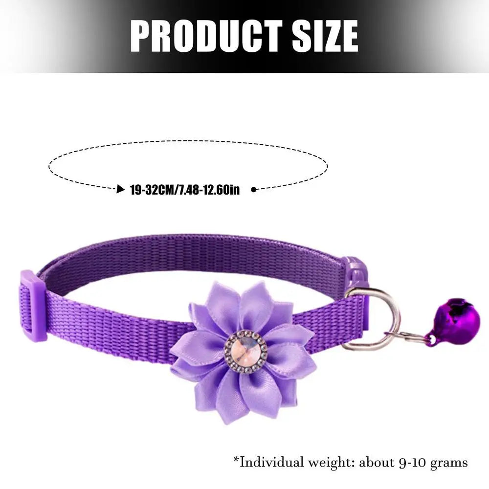 Cat Flower Collar With Bell Adjustable Cat Necklace Pet Collar Traction Safety Buckle Necklace All Size Dog Supplies