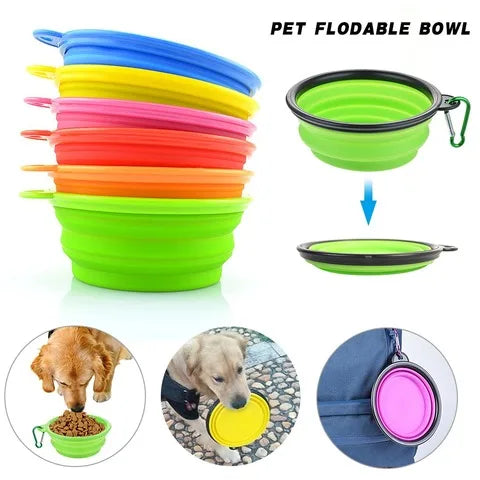 350/1000ml Large Collapsible Pet Folding Silicone Bowl