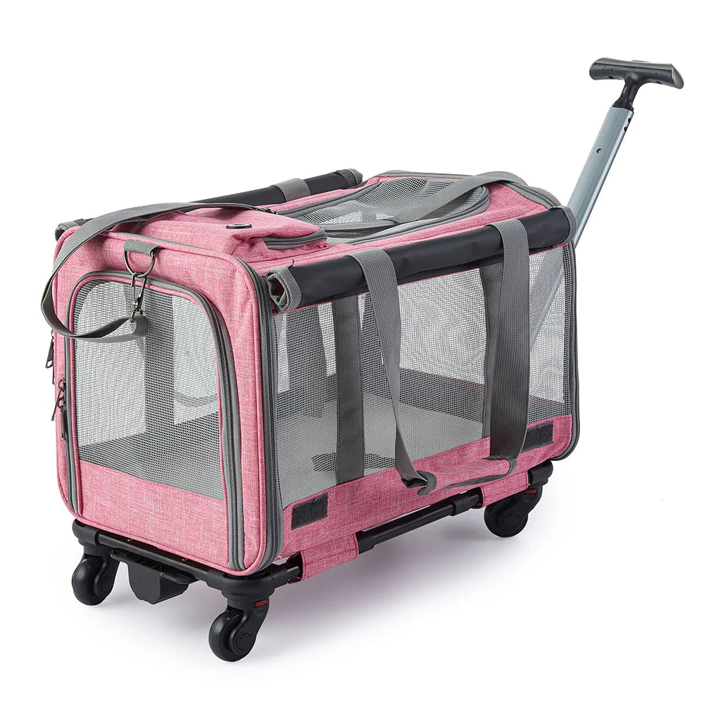 Extra Large Portable Pet Trolley Case Cat Travel Carrier Bag Detachable Dog Trolley Case Multi-Function Outdoo Foldable Pet Bag