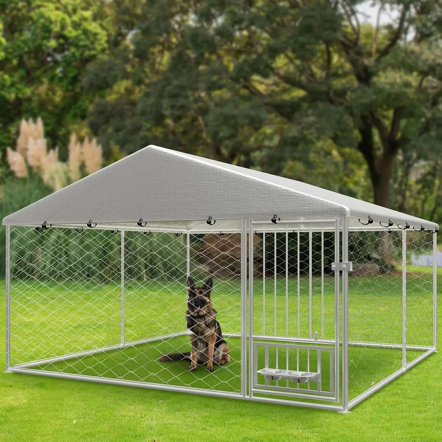 GNIXUU 10x10 Large Outdoor Dog Kennel,