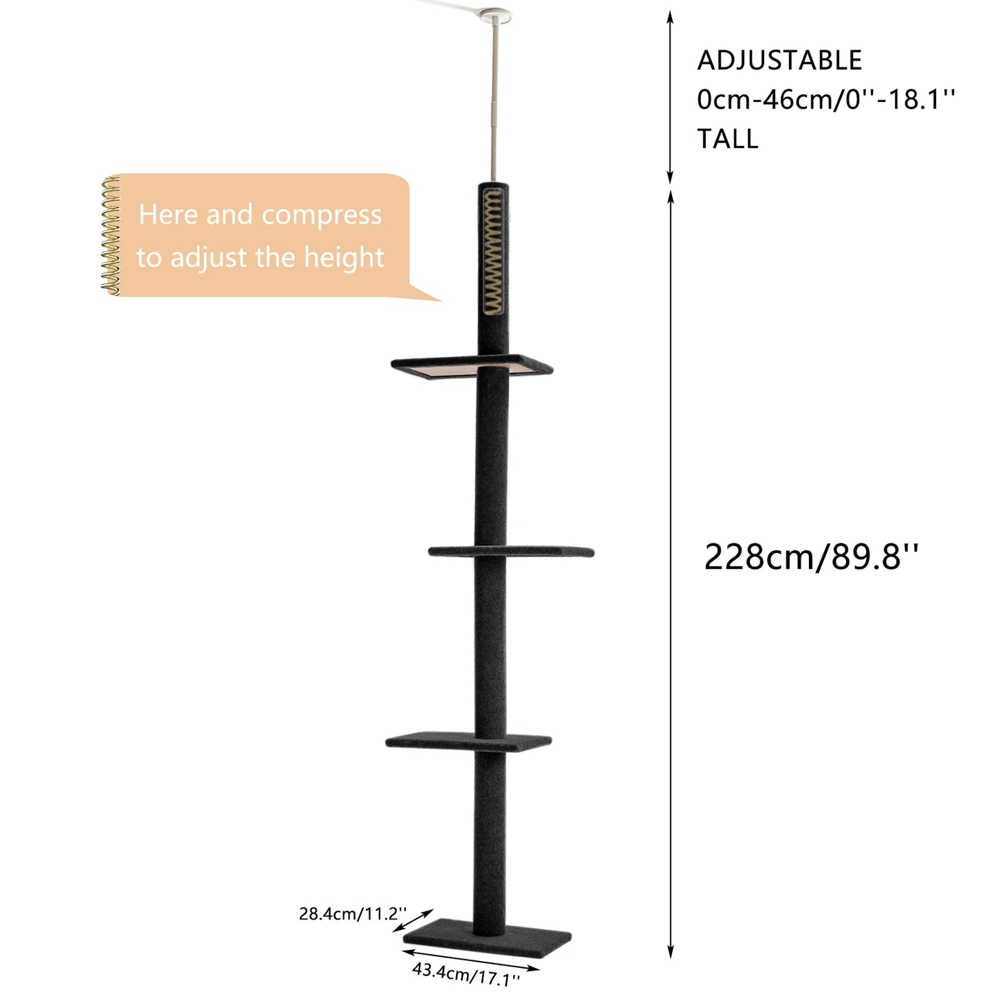 Adjustable Height Cat Tree for Indoor