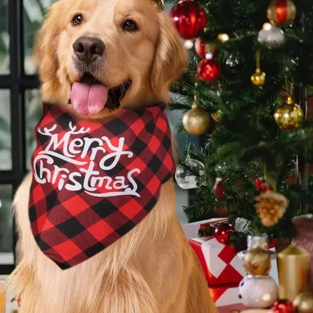 10/1PCS Christmas Print Dog Bandanas