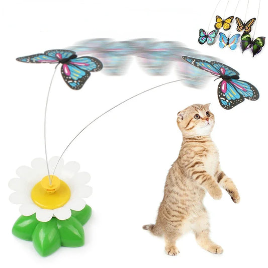 Automatic Rotating Electric Cat Toy Colorful Butterfly Bird Animal Shape Plastic Funny Kitten Pet Dog Interactive Training Toys