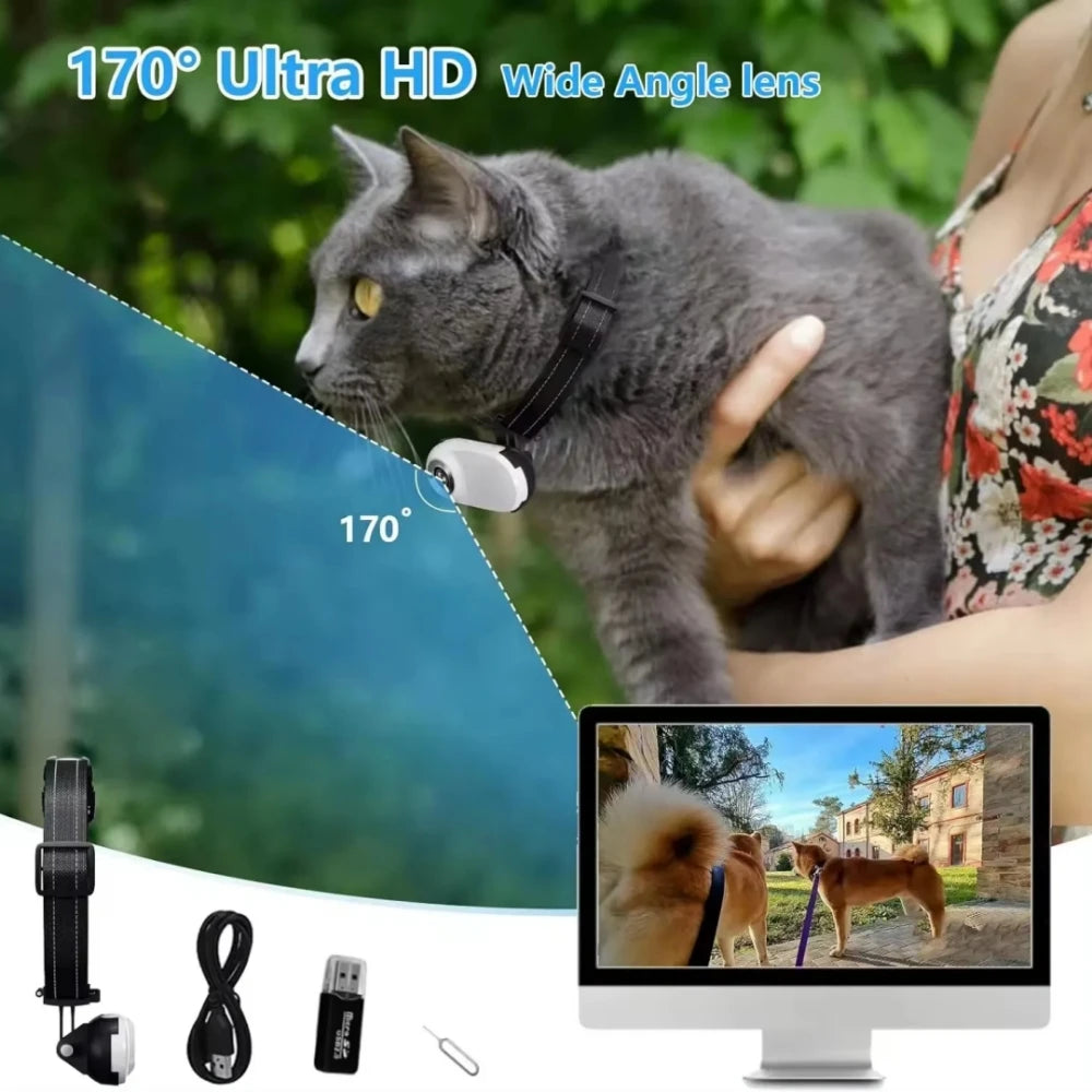 Professional pet camera No Wifi Needed Cat Collars Camera Sport Headworn Magnetic Thumb Travel Anti Shake Mini Cameras Dog Track