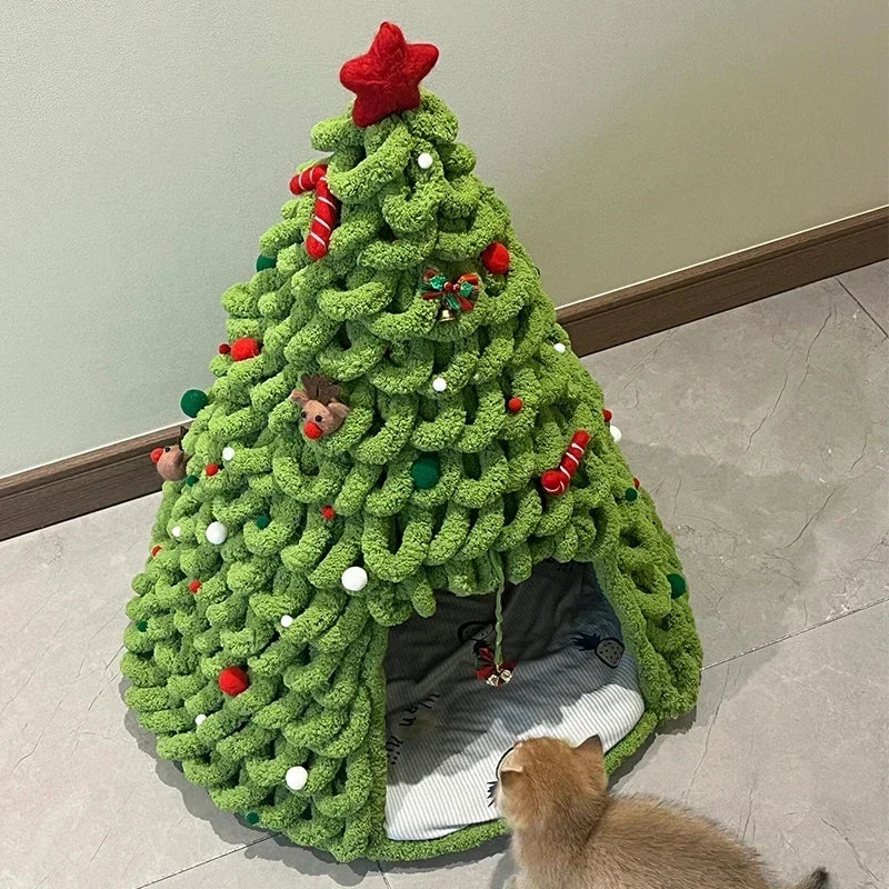 DIY Christmas Tree Cat Nest