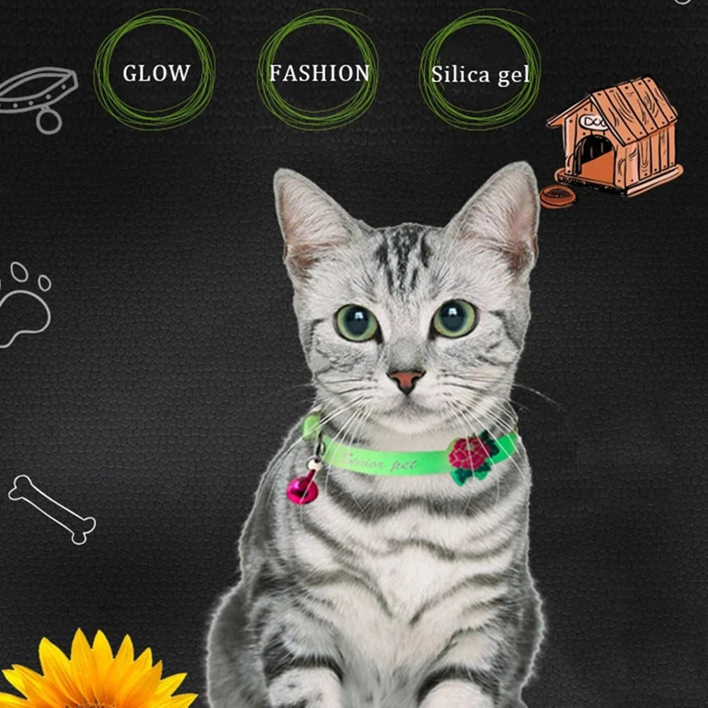 Anti-Loss Fluorescent Silicone Cat Bell Collar