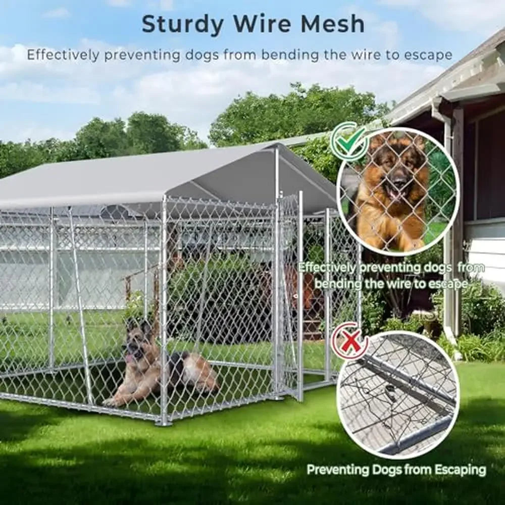 Outdoor Dog Kennel 7.5×7.5×5.6FT with Roof