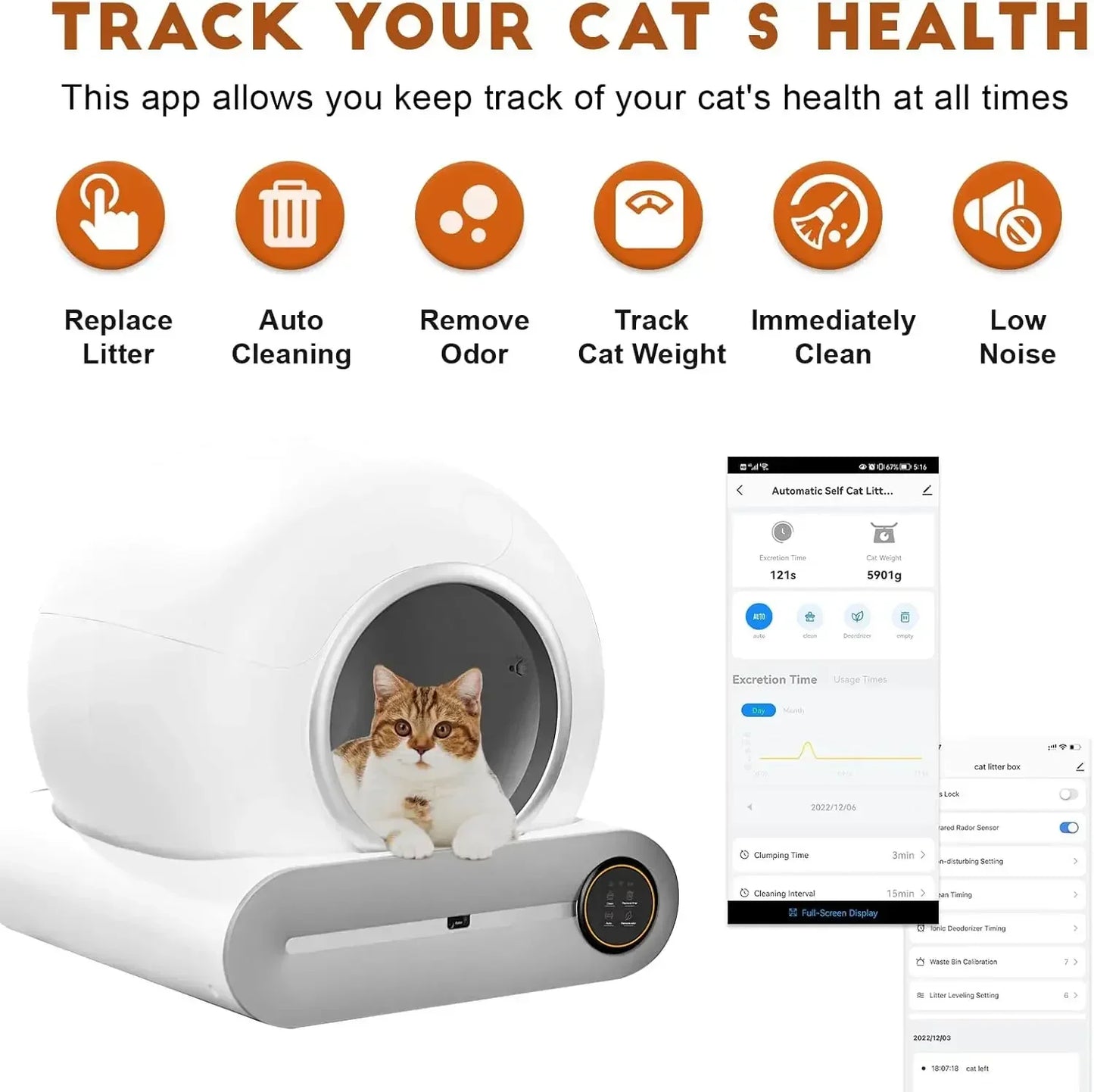 Upgraded Automatic Cat Litter Box Self Cleaning