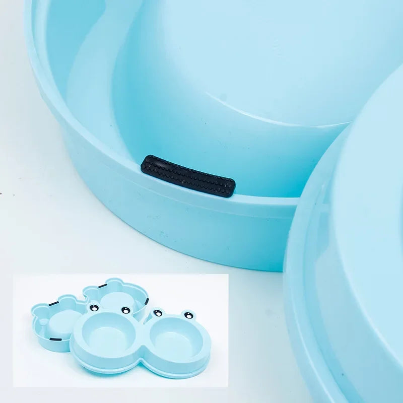 One-piece Pet Double Bowl Stainless Steel Frog Pet Feeding Bowls