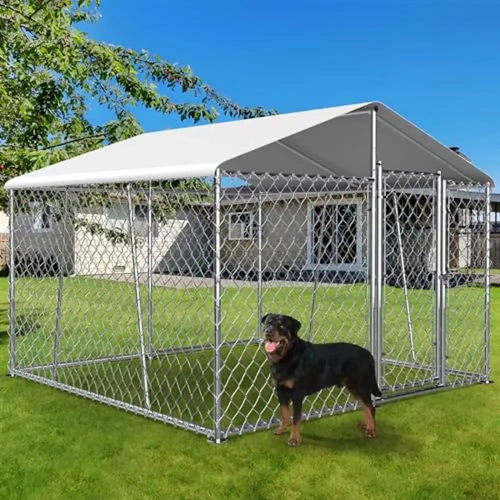 Outdoor Dog Kennel 7.5×7.5×5.6FT with Roof